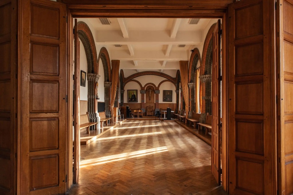 Beautiful interior hall of Keizersberg Abbey